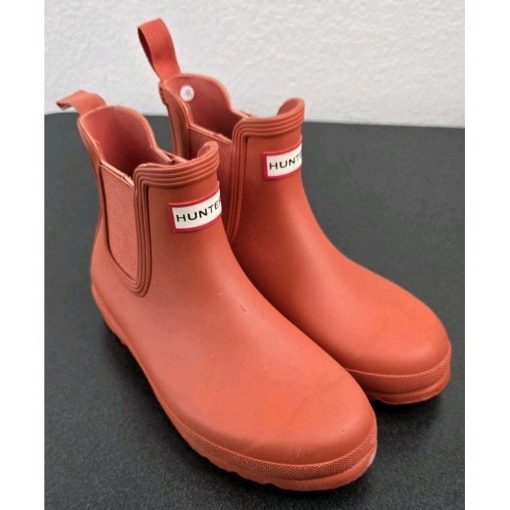Hunter Original Chelsea Boot Short Waterproof Rain Boots Military Red Orange 8